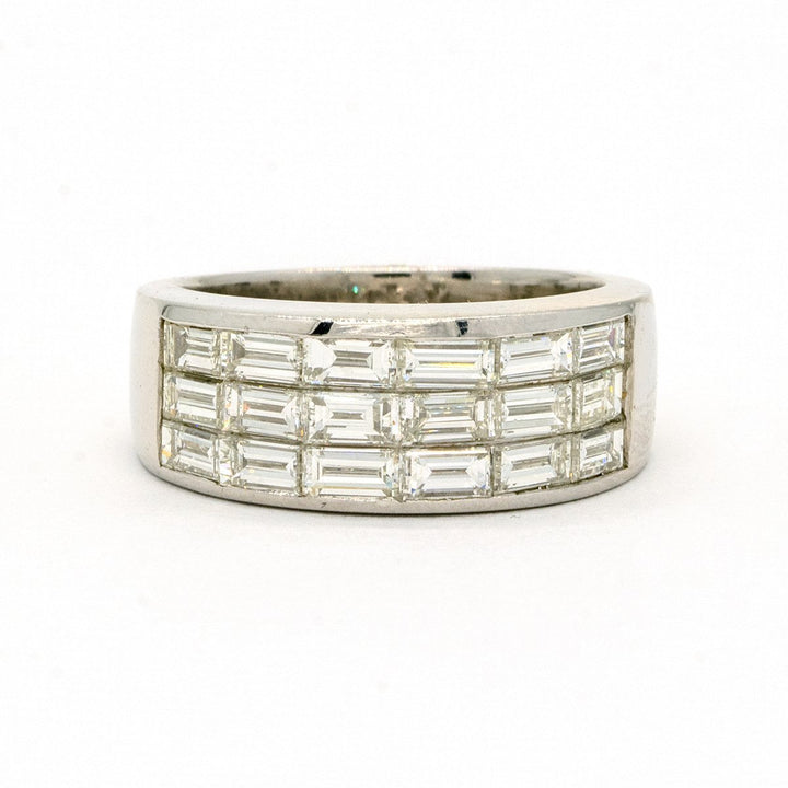 18KT White Gold 2.30CTW Baguette Cut Invisible Set Natural Diamond Cocktail Ring - Giorgio Conti Jewelers