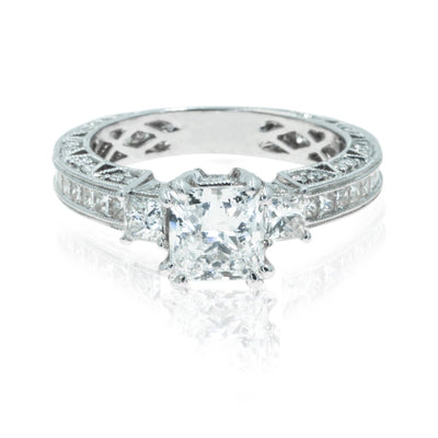 18KT White Gold 2.84CTW Princess Cut Diamond Engagement Ring - Giorgio Conti Jewelers