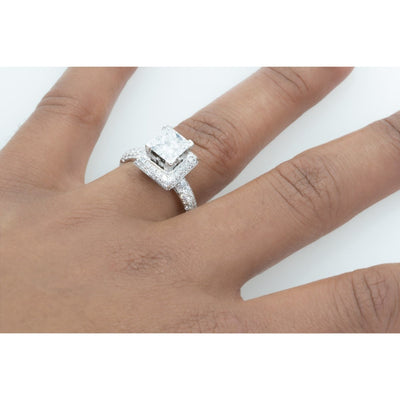 18KT White Gold 3.01CTW Princess Diamond Engagement Ring - Giorgio Conti Jewelers