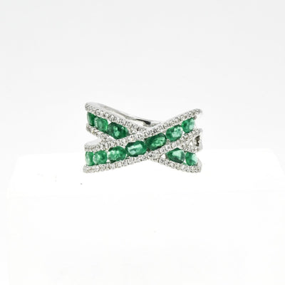 18KT White Gold 3.50CTW Emerald Diamond Wrap Band - Giorgio Conti Jewelers