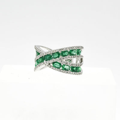 18KT White Gold 3.50CTW Emerald Diamond Wrap Band - Giorgio Conti Jewelers