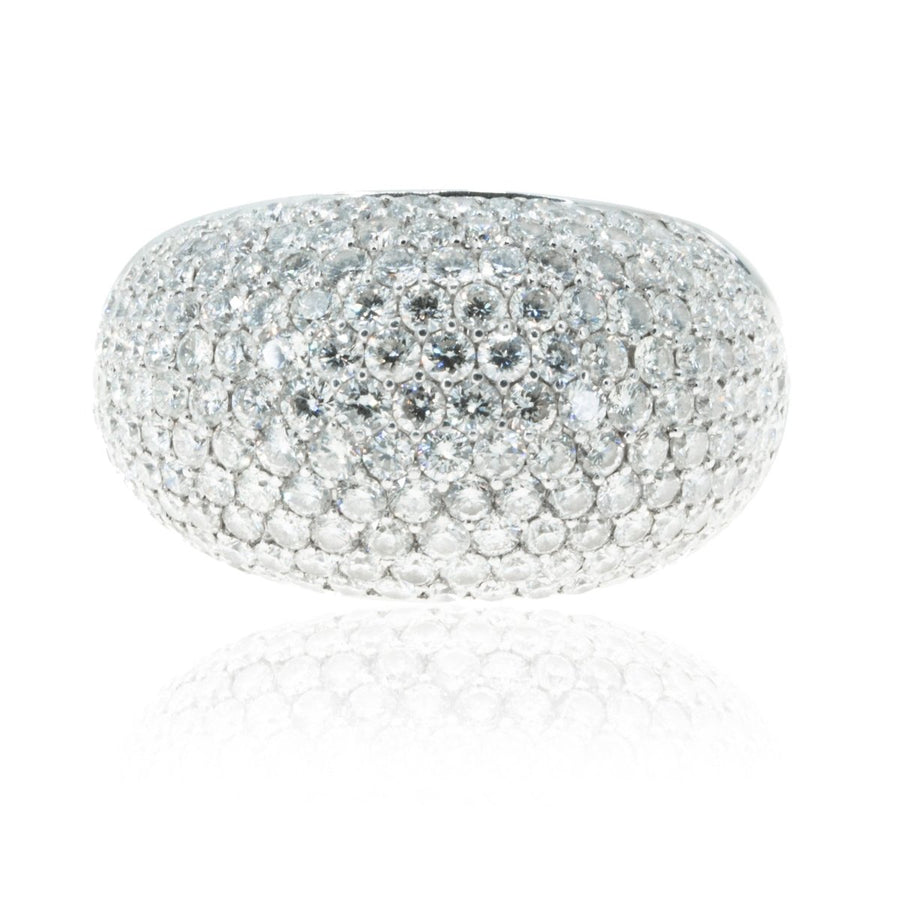 18KT White Gold 3CTW Pave Domed Diamond Ring - Giorgio Conti Jewelers