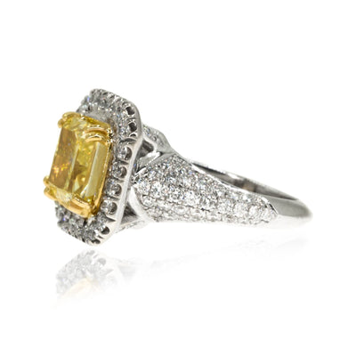 Buy Yellow Sapphire Vintage Ring, Canary Yellow Asscher Cut Halo Engagement  Ring, Promise Ring for Her, Fancy Yellow Ring, Fancy Diamond Ring Online in  India - Etsy