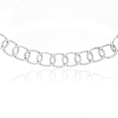 18KT White Gold 5.67CTW Brilliant Round Diamond Link Necklace - Giorgio Conti Jewelers