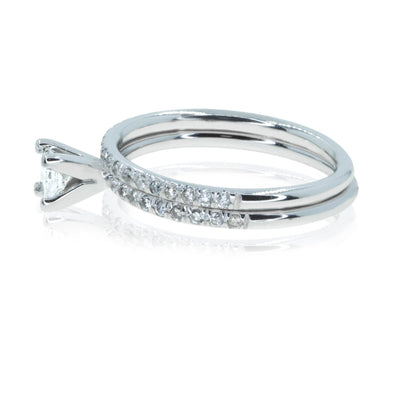 18KT White Gold .70CTW Princess Diamond Engagement Ring & Wedding Band Set - Giorgio Conti Jewelers