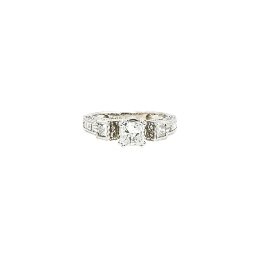 18KT White Gold Vintage Miligrain 1.75CTW Diamond Engagement Ring - Giorgio Conti Jewelers