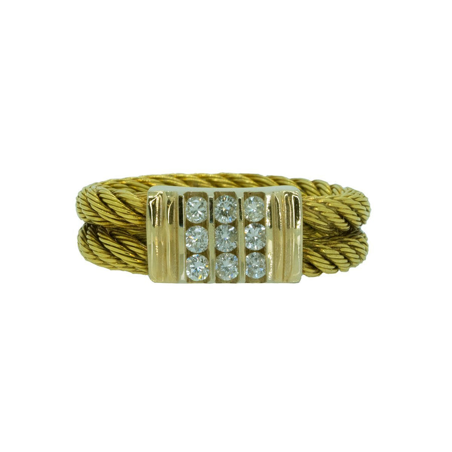 18KT Yellow Gold 0.30ctw Round Cut Diamond Rope Band - Giorgio Conti Jewelers