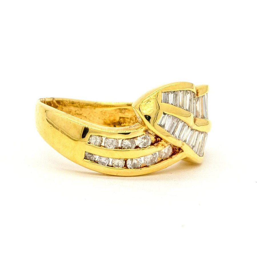 18KT Yellow Gold 1.27CTW Baguette and Round Brilliant Cut Channel Set Natural Diamond Cocktail Ring - Giorgio Conti Jewelers