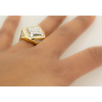 18KT Yellow Gold Invisible 6.10CTW Diamond Mens Ring - Giorgio Conti Jewelers