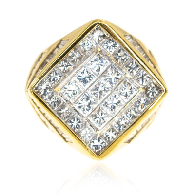 18KT Yellow Gold Invisible 6.10CTW Diamond Mens Ring - Giorgio Conti Jewelers