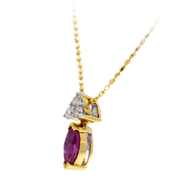 18kt Yellow Gold NATURAL Ruby and Diamond Gemstone Necklace Pendant - Giorgio Conti Jewelers