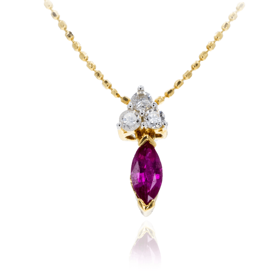 18kt Yellow Gold NATURAL Ruby and Diamond Gemstone Necklace Pendant - Giorgio Conti Jewelers