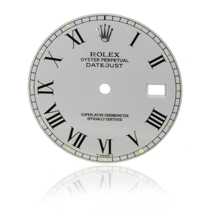 Rolex Day-Date President 36MM Silver Authentic Factory Roman Numeral Watch Dial - Giorgio Conti Jewelers
