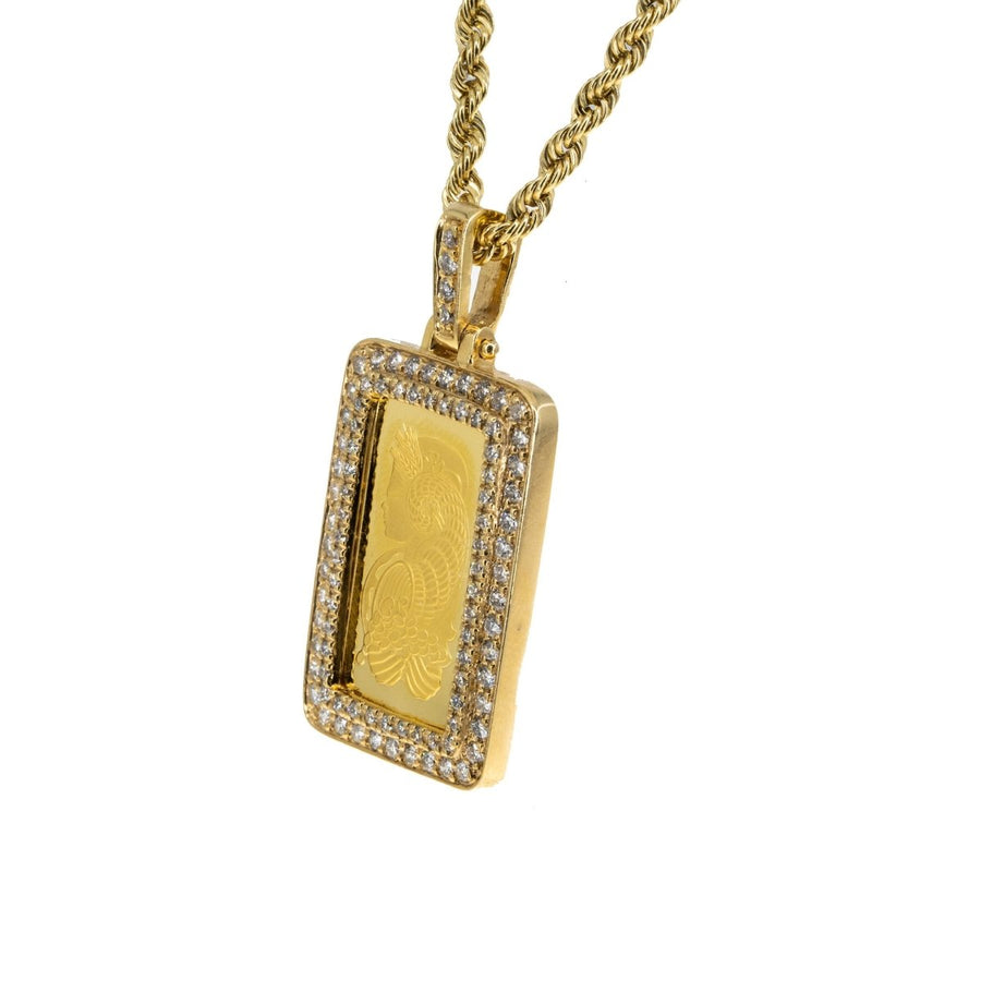 24KT Yellow Gold Pamp Suisse Lady Fortuna 1.15CTW Diamond Pendant - Giorgio Conti Jewelers