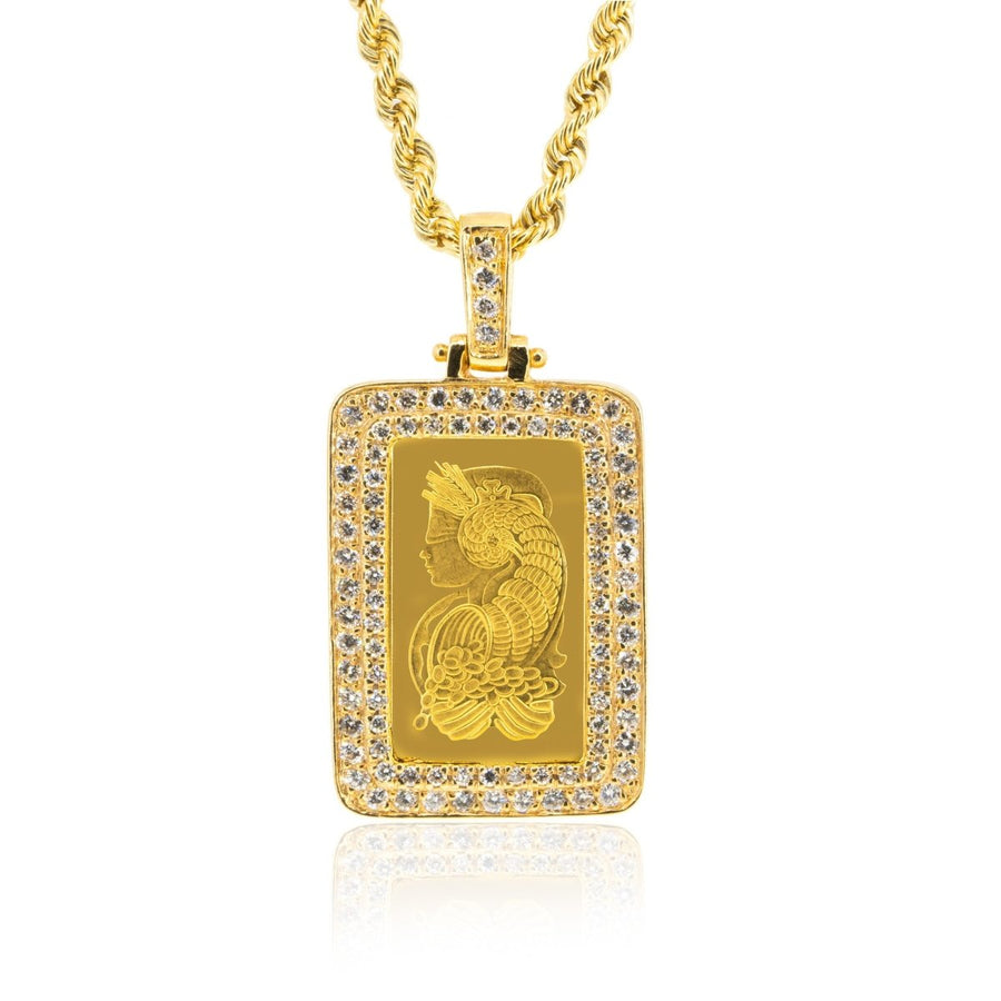 24KT Yellow Gold Pamp Suisse Lady Fortuna 1.15CTW NATURAL Diamond Pendant - Giorgio Conti Jewelers