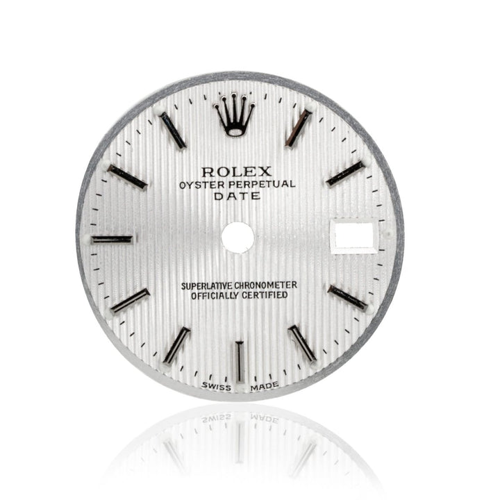 Rolex Day-Date 26MM White Tapestry Authentic Factory Stick Watch Dial - Giorgio Conti Jewelers