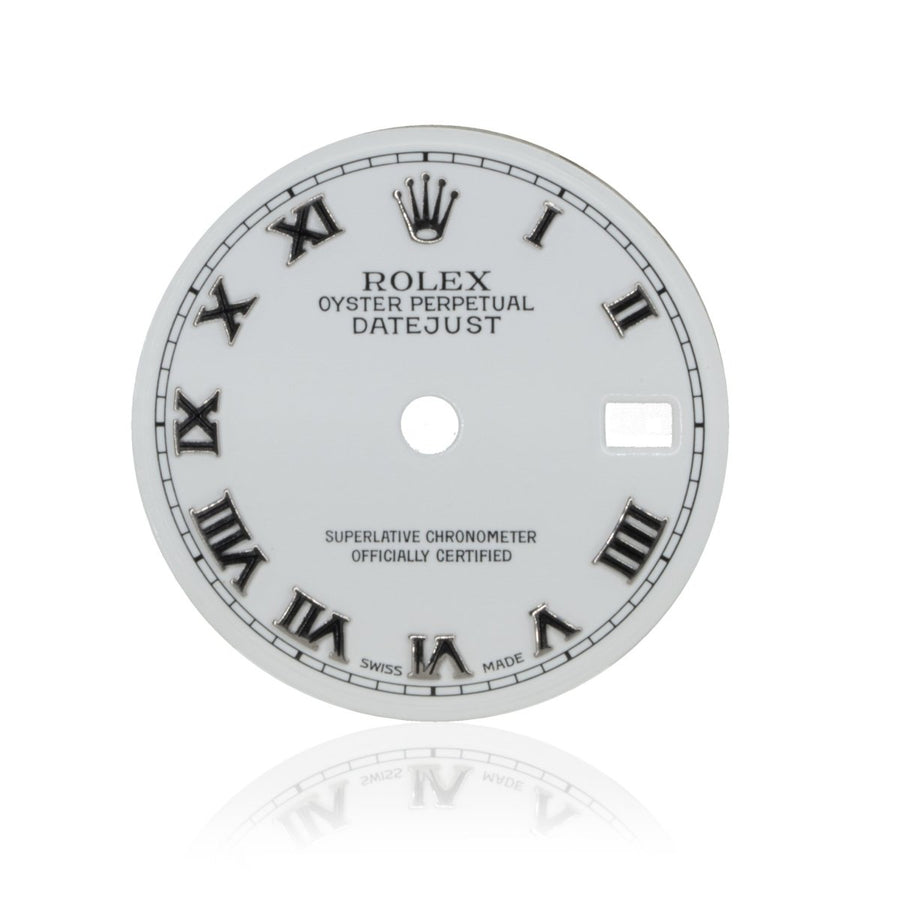 Rolex DateJust 26MM White Authentic Factory 18KT White Gold Roman Numeral Watch Dial - Giorgio Conti Jewelers
