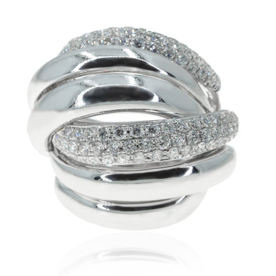Ladies White Gold 2.25CTW Diamond 6 Row Ring - Giorgio Conti Jewelers