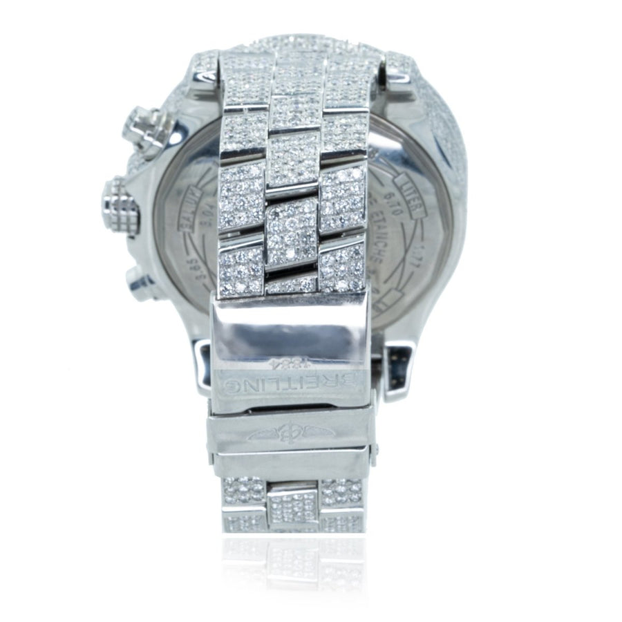 Breitling Super Avenger A13370 Chronograph 23.00CTW Diamond White Dial Mens Watch - Giorgio Conti Jewelers