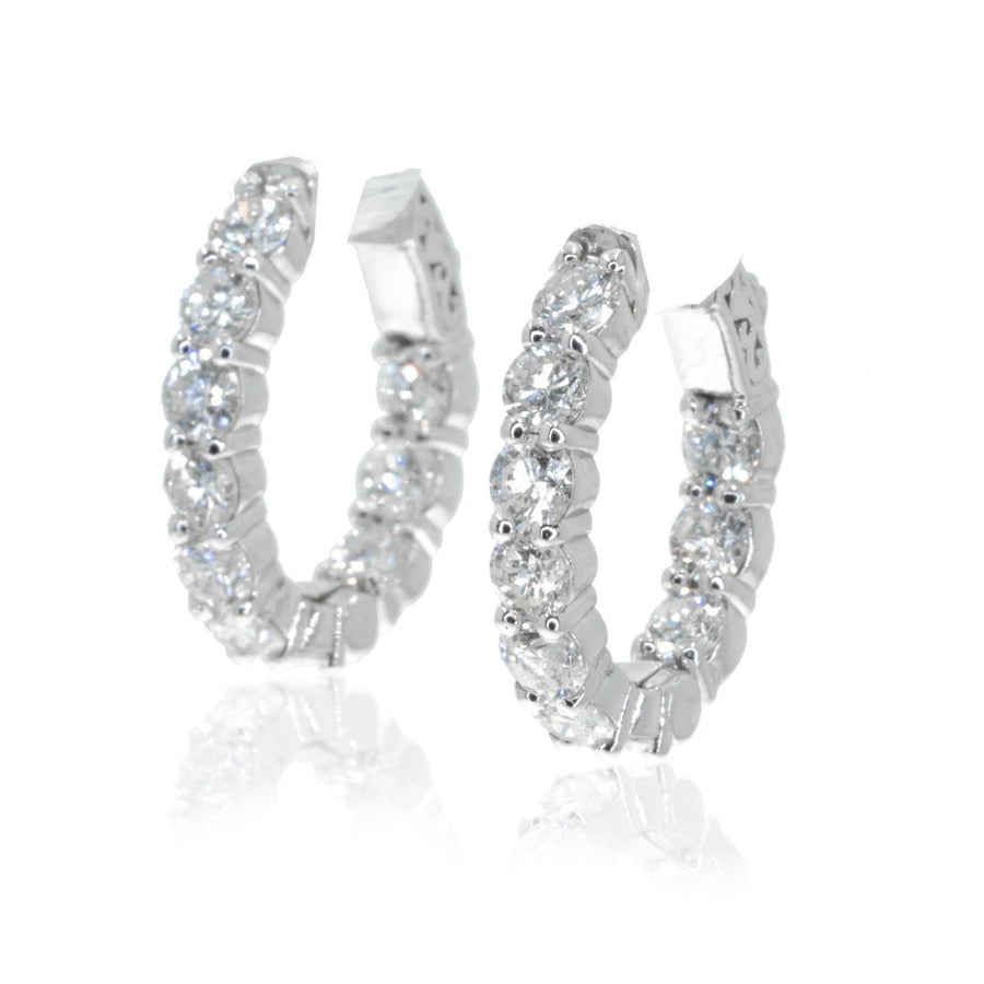 Copy of 14KT White Gold Mini Oval 4.76CTW Diamond Hoop Earrings - Giorgio Conti Jewelers