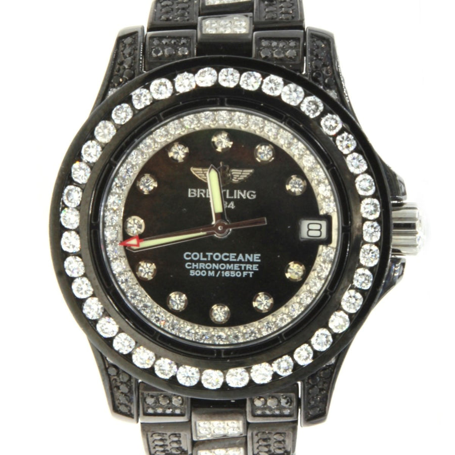 Breitling Colt Oceane A77380 8.75CTW Diamond Black MOP Dial Womens Watch - Giorgio Conti Jewelers