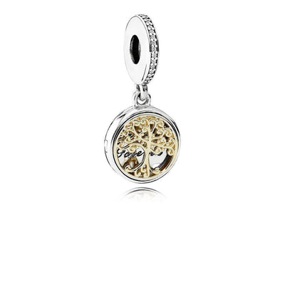 Dangle Family Roots with 14K Gold and Engraving 'Family Forever' and Clear Cubic Zirconia - Giorgio Conti Jewelers