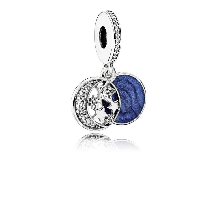 Dangle Vintage Night Sky with Shimmering Midnight Blue Enamel and Clear Cubic Zirconia - Giorgio Conti Jewelers