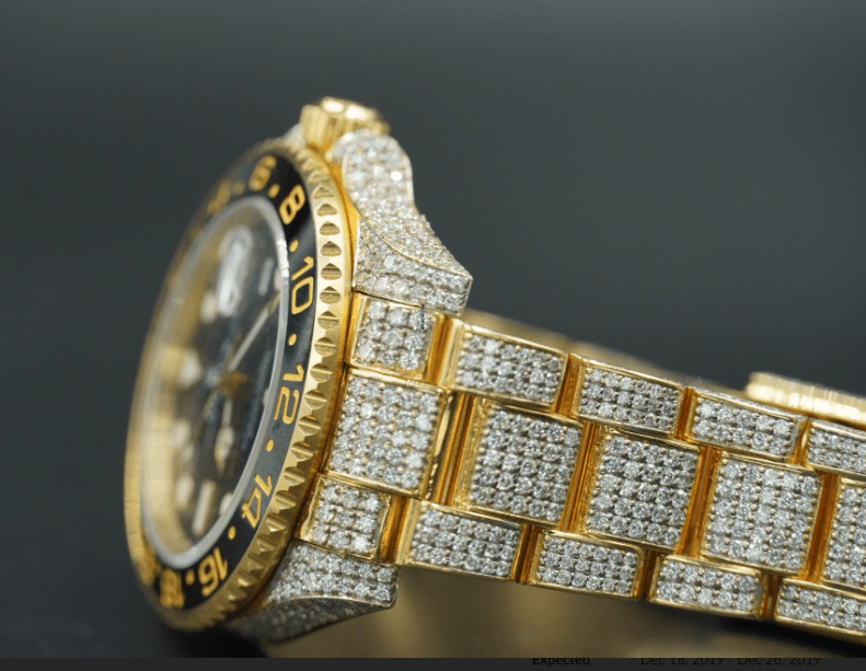 Rolex GMT-Master II 116718LN Yellow Gold 16.00CTW Diamond Black Dial Mens Watch - Giorgio Conti Jewelers