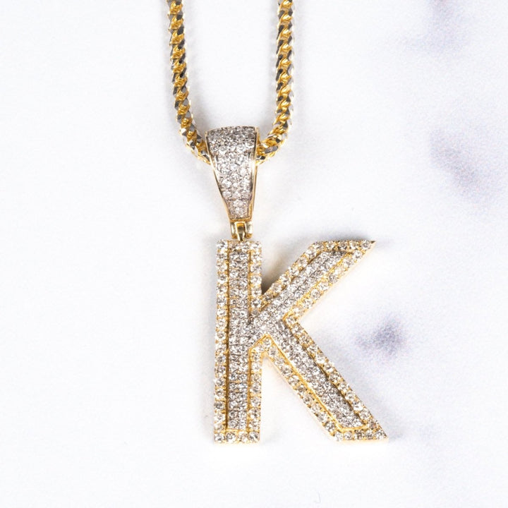 Double Layer "K" Initial Pendant with Diamonds - Giorgio Conti Jewelers