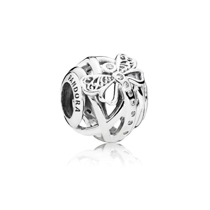 Dragonfly Charm in Sterling Silver with 13 Micro Flush-Set Clear Cubic Zirconia, 1 Flush-Set Clear Cubic Zirconia - Giorgio Conti Jewelers