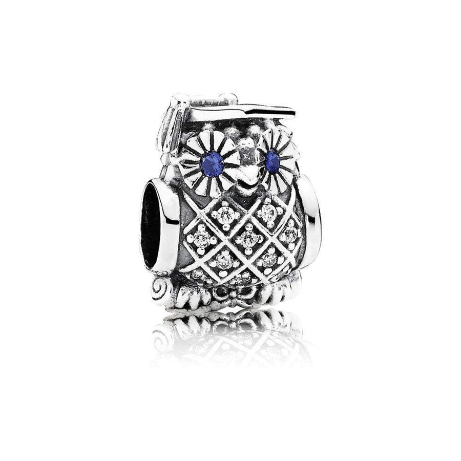 Graduate Owl, Swiss-Blue Crystal & Clear CZ - Giorgio Conti Jewelers