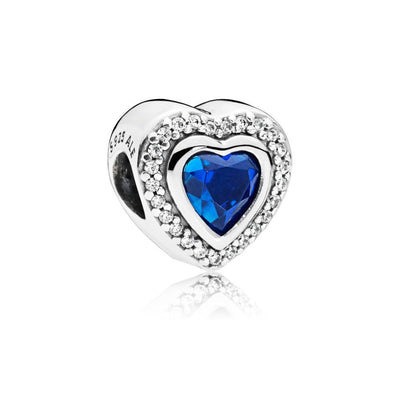 Heart Charm in Sterling Silver with 2 Bezel-Set Heart-Shaped Night Blue - Giorgio Conti Jewelers