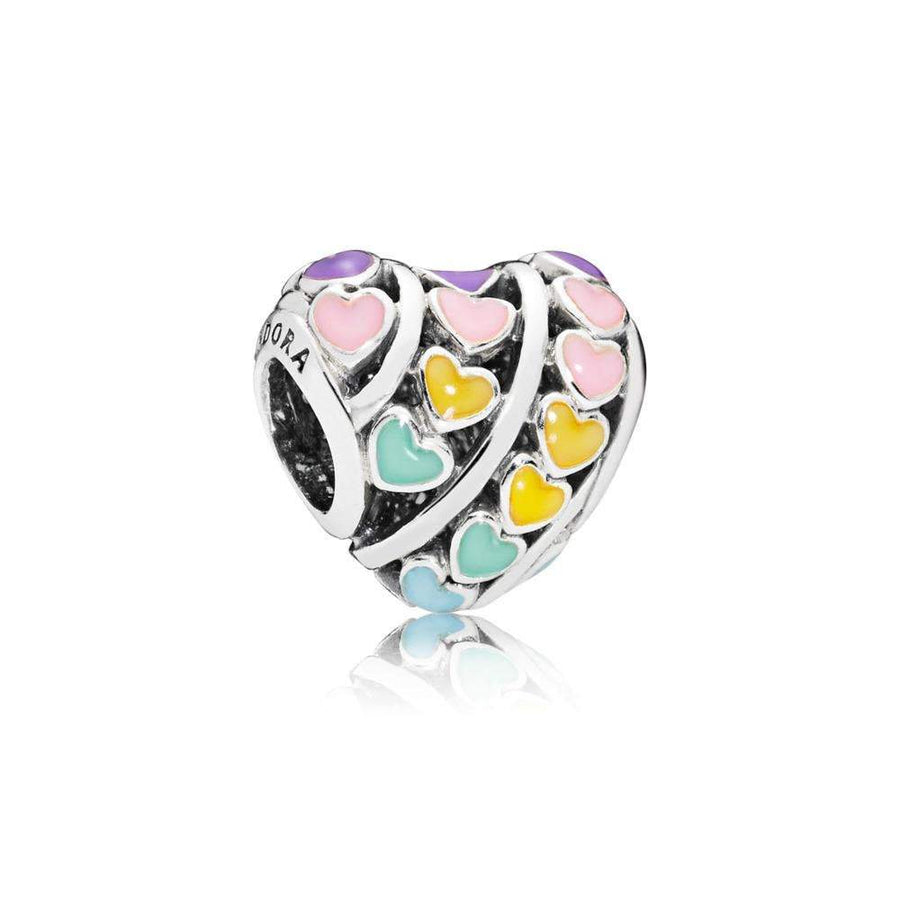 Heart Charm in Sterling Silver with Transparent Aquatic Purple Enamel - Giorgio Conti Jewelers