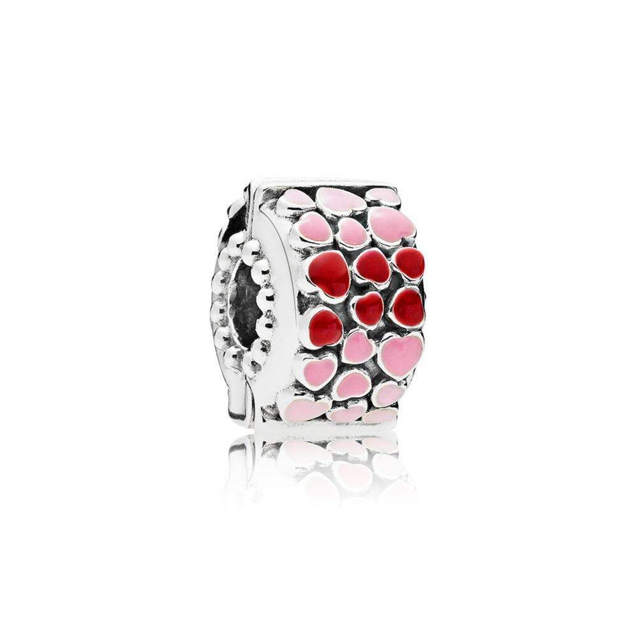 Heart Silver Clip with Red and Pink Enamel - Giorgio Conti Jewelers