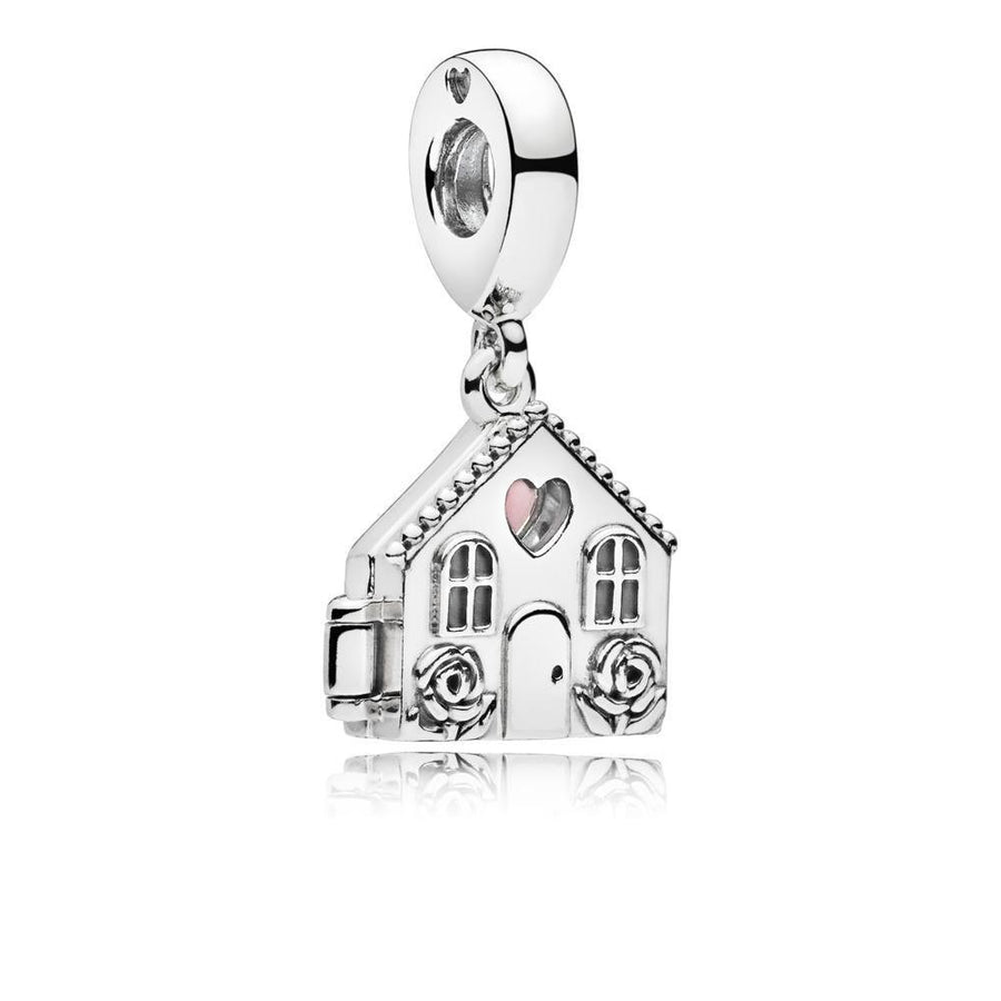 House Silver Dangle with Pink Enamel - Giorgio Conti Jewelers