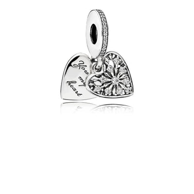 Ice Crystal Heart Dangle in Sterling Silver with Clear Cubic Zirconia and Engraving "You Melt My Heart? - Giorgio Conti Jewelers