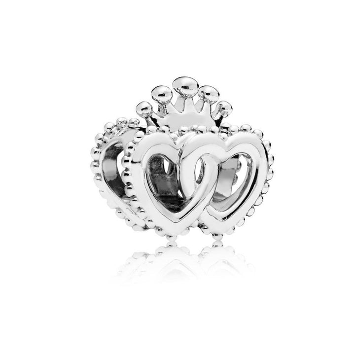 interlocked Crowned Hearts Charm in Sterling Silver - Giorgio Conti Jewelers