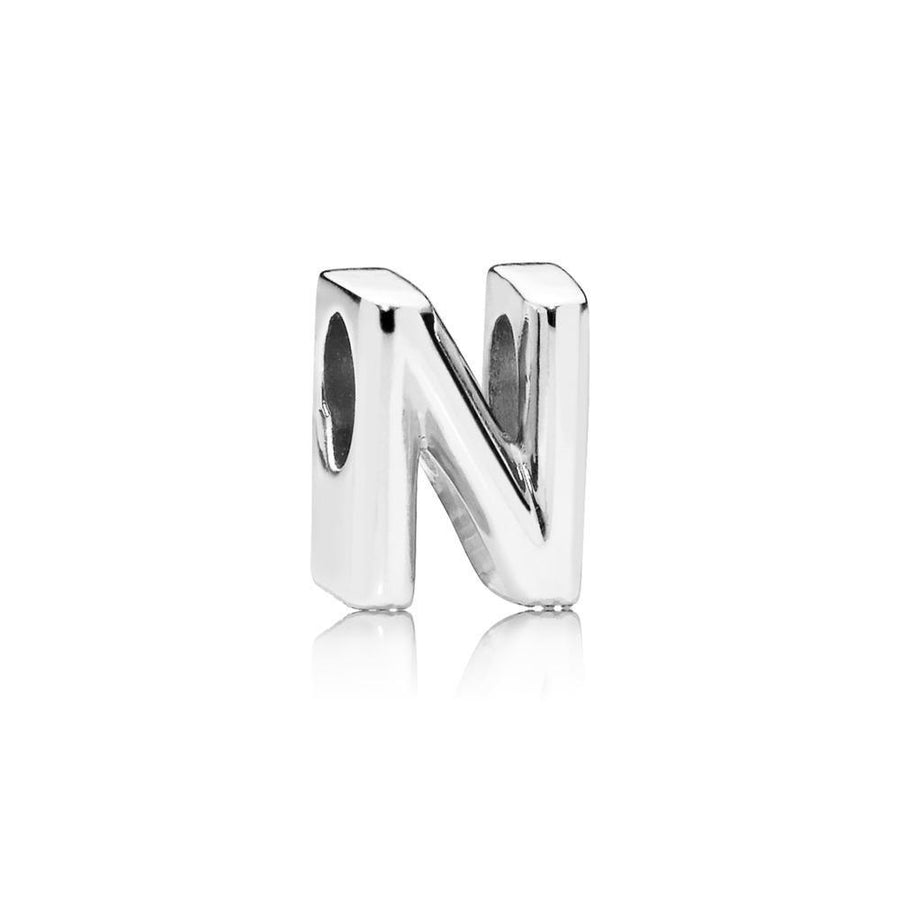 Letter N Charm in Sterling Silver with Heart Pattern - Giorgio Conti Jewelers
