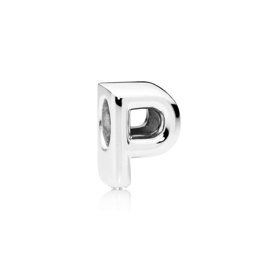 Letter P Charm in Sterling Silver with Heart Pattern - Giorgio Conti Jewelers