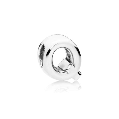 Letter Q Charm in Sterling Silver with Heart Pattern - Giorgio Conti Jewelers
