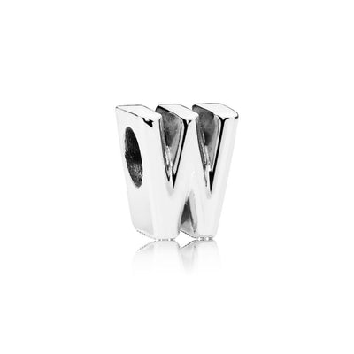 Letter W Charm in Sterling Silver with Heart Pattern - Giorgio Conti Jewelers