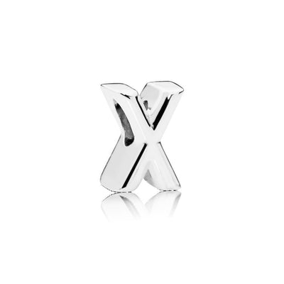 Letter X Charm in Sterling Silver with Heart Pattern - Giorgio Conti Jewelers