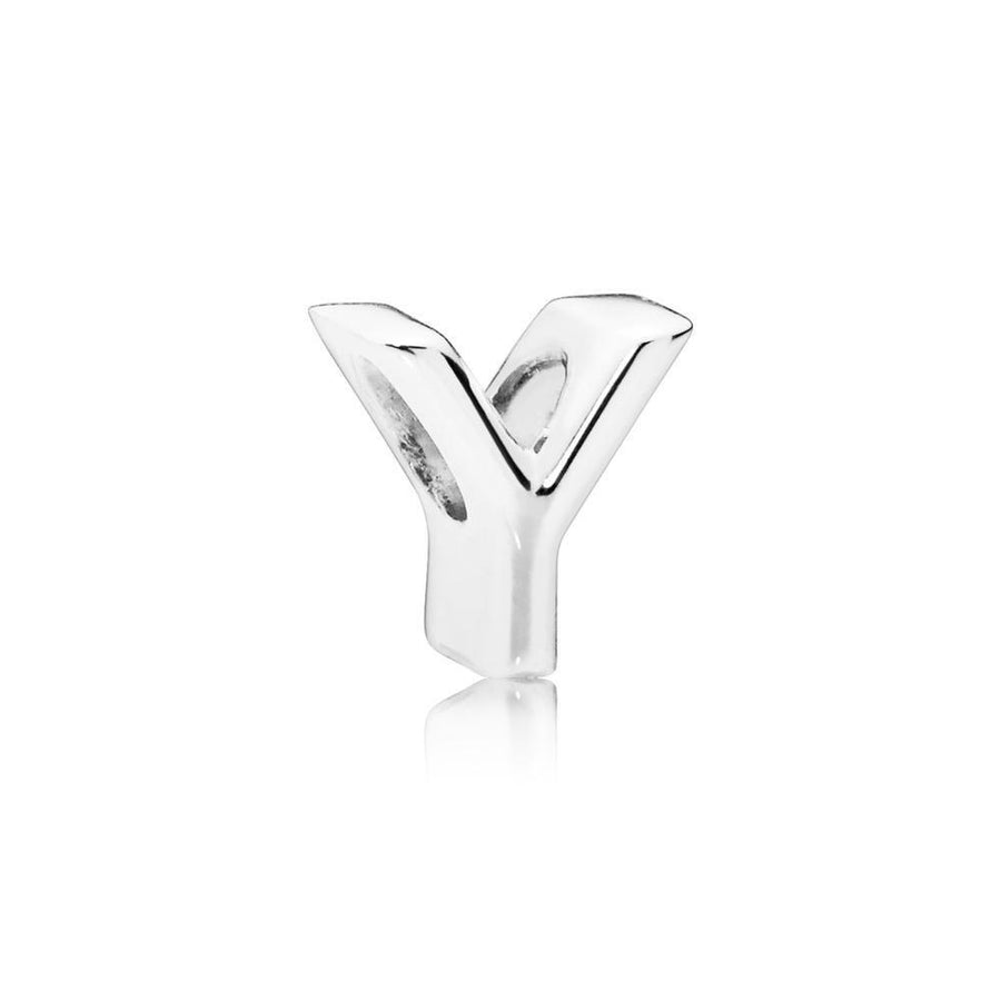 Letter Y Charm in Sterling Silver with Heart Pattern - Giorgio Conti Jewelers