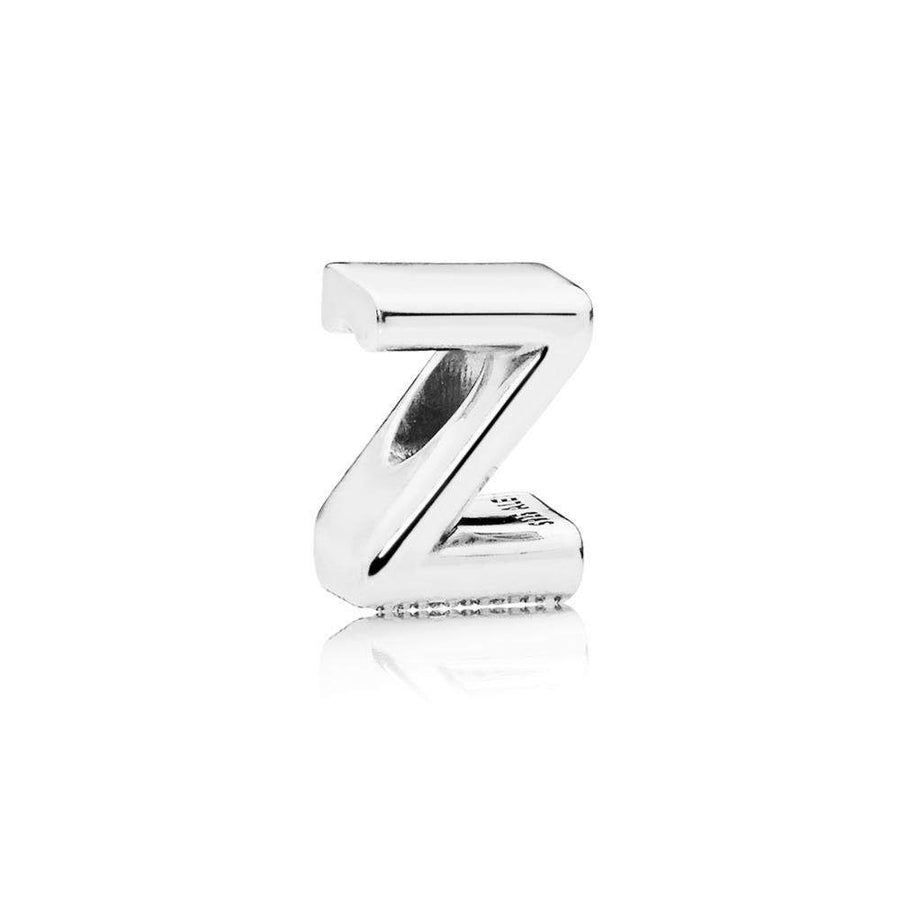 Letter Z Charm in Sterling Silver with Heart Pattern - Giorgio Conti Jewelers