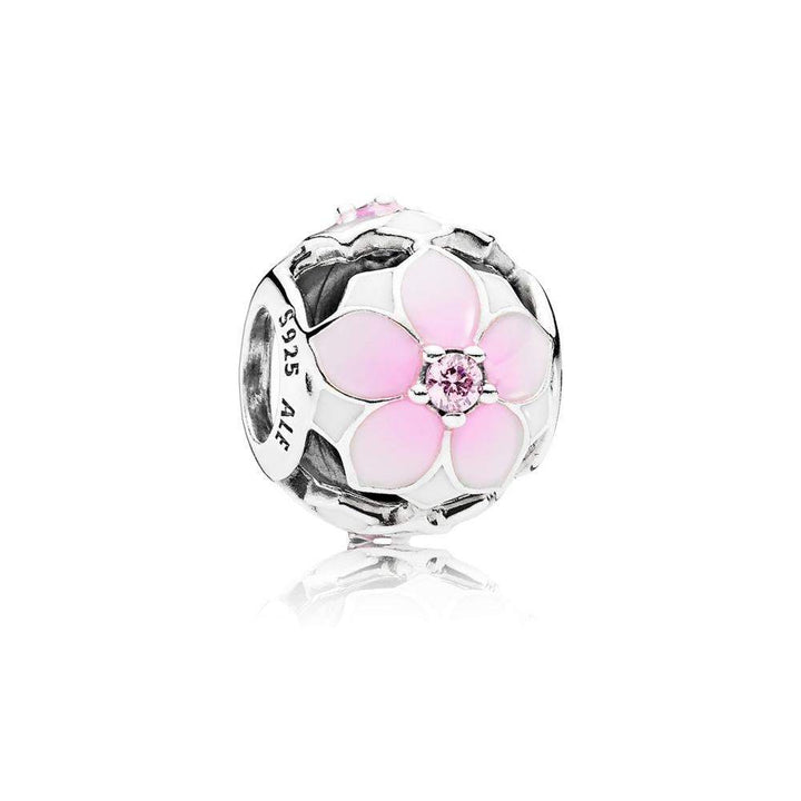 Magnolia Bloom, Pale Cerise Enamel & Pink CZ - Giorgio Conti Jewelers