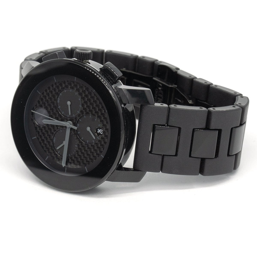 Movado Bold Chronograph 3600171 44mm Stainless Steel Black Carbon Fiber Dial Watch - Giorgio Conti Jewelers