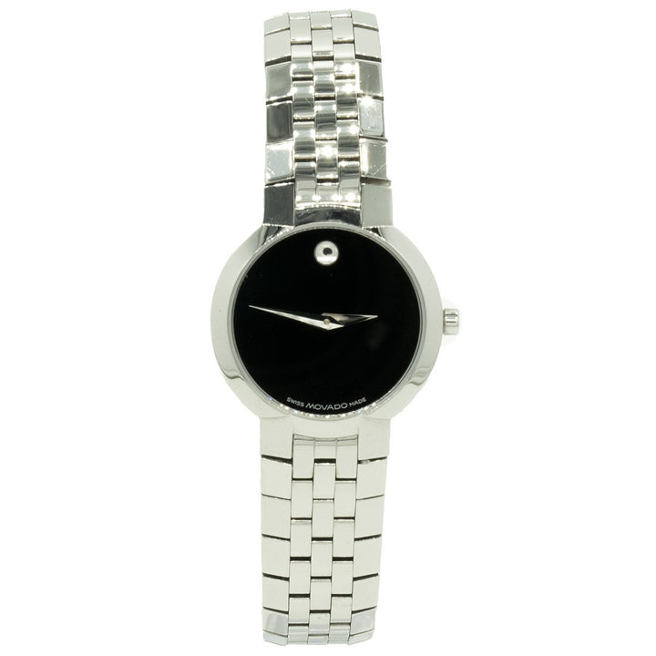 Movado Faceto 0605041 28mm Stainless Steel Black Dial Women's Watch - Giorgio Conti Jewelers
