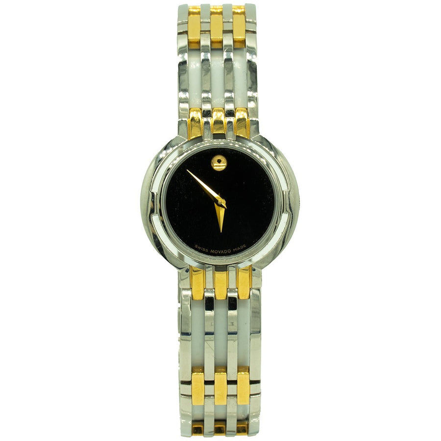 Movado Ladies Esperanza 0605090 26mm Two Toned Gold Black Dial Watch - Giorgio Conti Jewelers