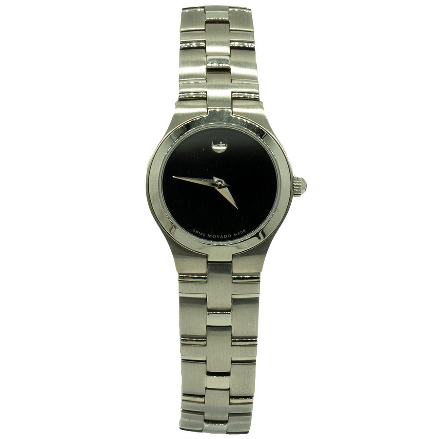 Movado Ladies Juro 0605024 24mm Stainless Steel Black Dial Watch - Giorgio Conti Jewelers