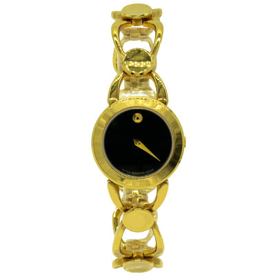 Movado Rava 0606084 25mm Gold Plated Stainless Steel Black Dial Women's Watch - Giorgio Conti Jewelers